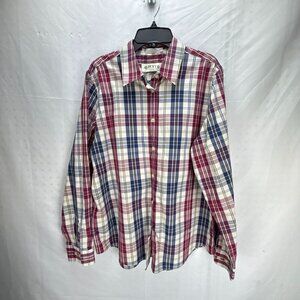Orvis Wrinkle Free Plaid Button Down Shirt Men's Large Red Blue Check Western